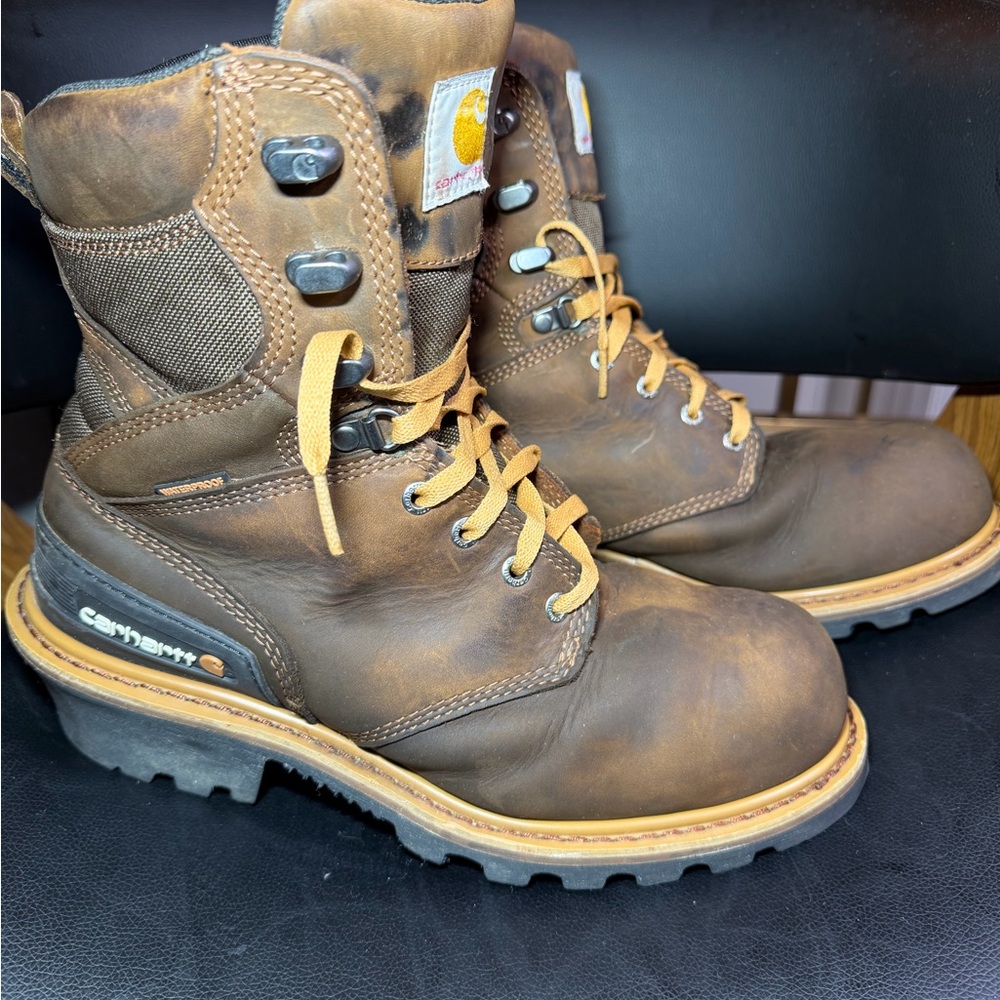 Carhartt 8” Dark Brown Men's Leather Boots Sz 9.5 Great condition!
